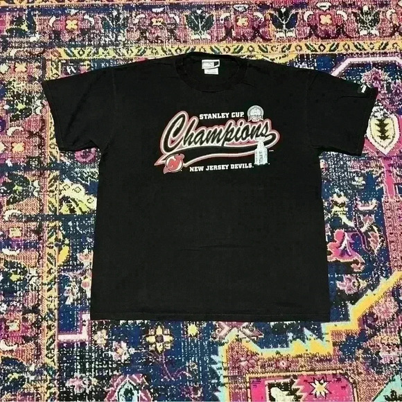 Vintage Puma New Jersey Devils Stanley Cup 2000 Champions Tee Men’s Large Black - Picture 1 of 1